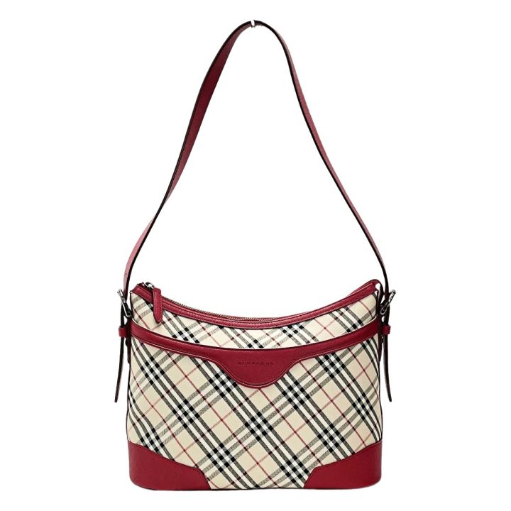 BURBERRY バーバリー ノバチェック レッド ワンショルダーバッグ