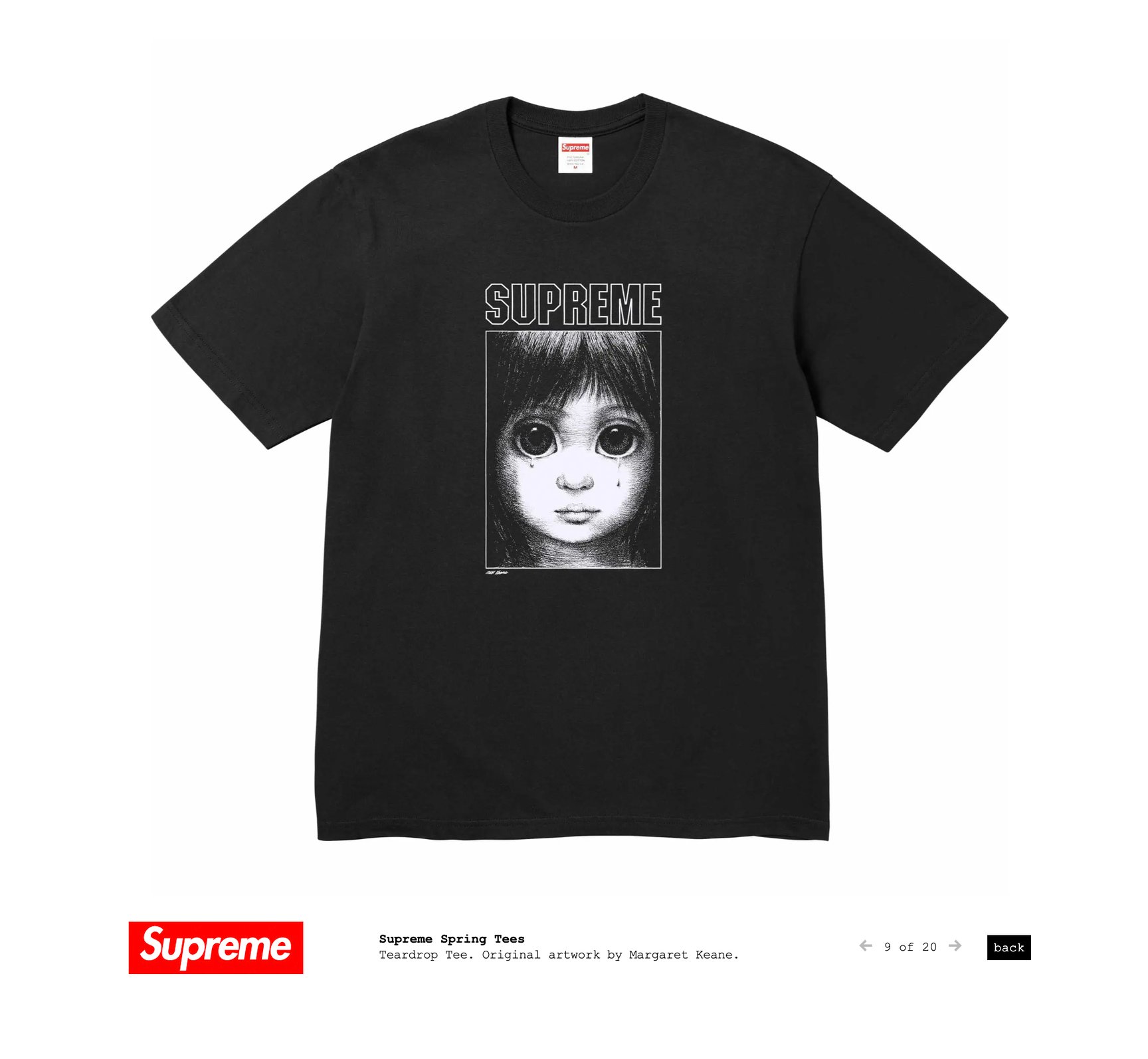シュプリームから新作Tシャツ、マーガレット・キーンの「ビッグ