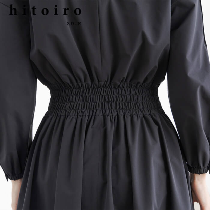 洗える｜たっぷりギャザーの大人フレアーワンピース 9号・ブラック