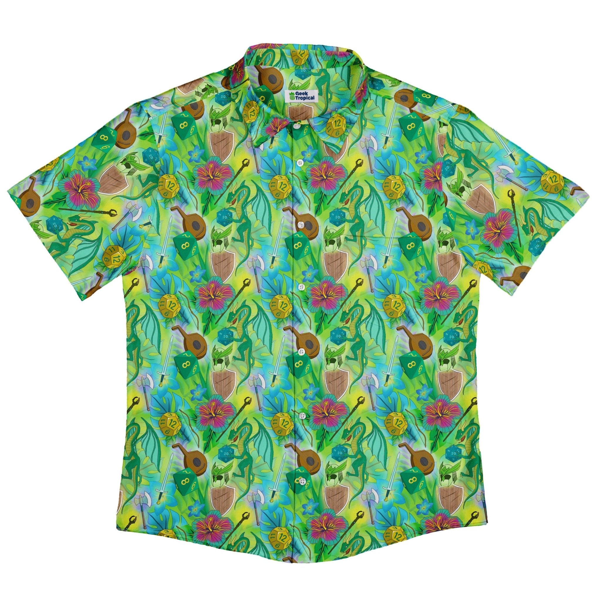 Green Dragon Encounter Dnd Button Up Shirt | Geek Tropical