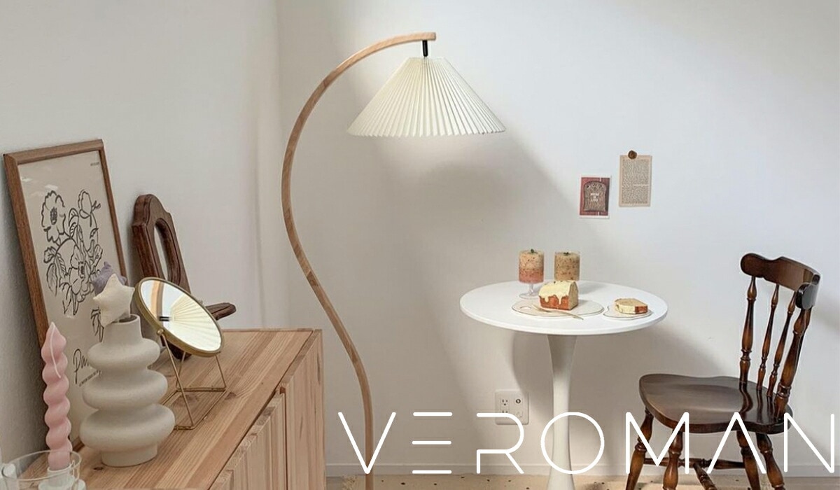 VeroMan フロアライト スタンドライト レトロデザイン プリーツ