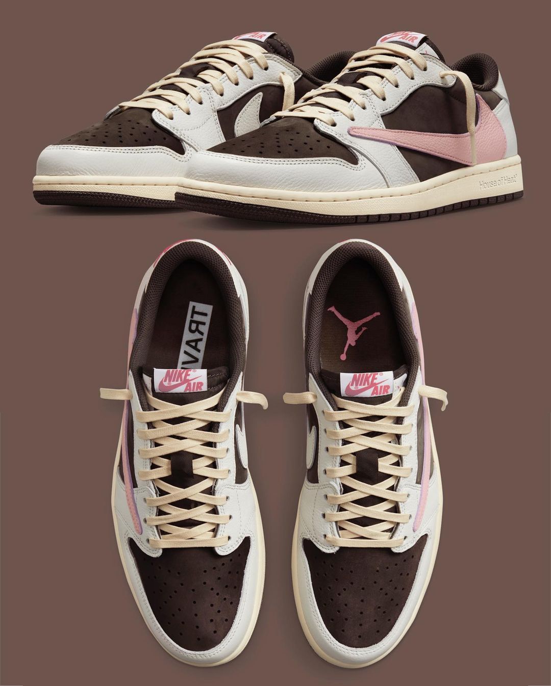 TRAVIS SCOTT × NIKE WMNS AIR JORDAN 1 LOW OG DARK PONY PINK OXFORD