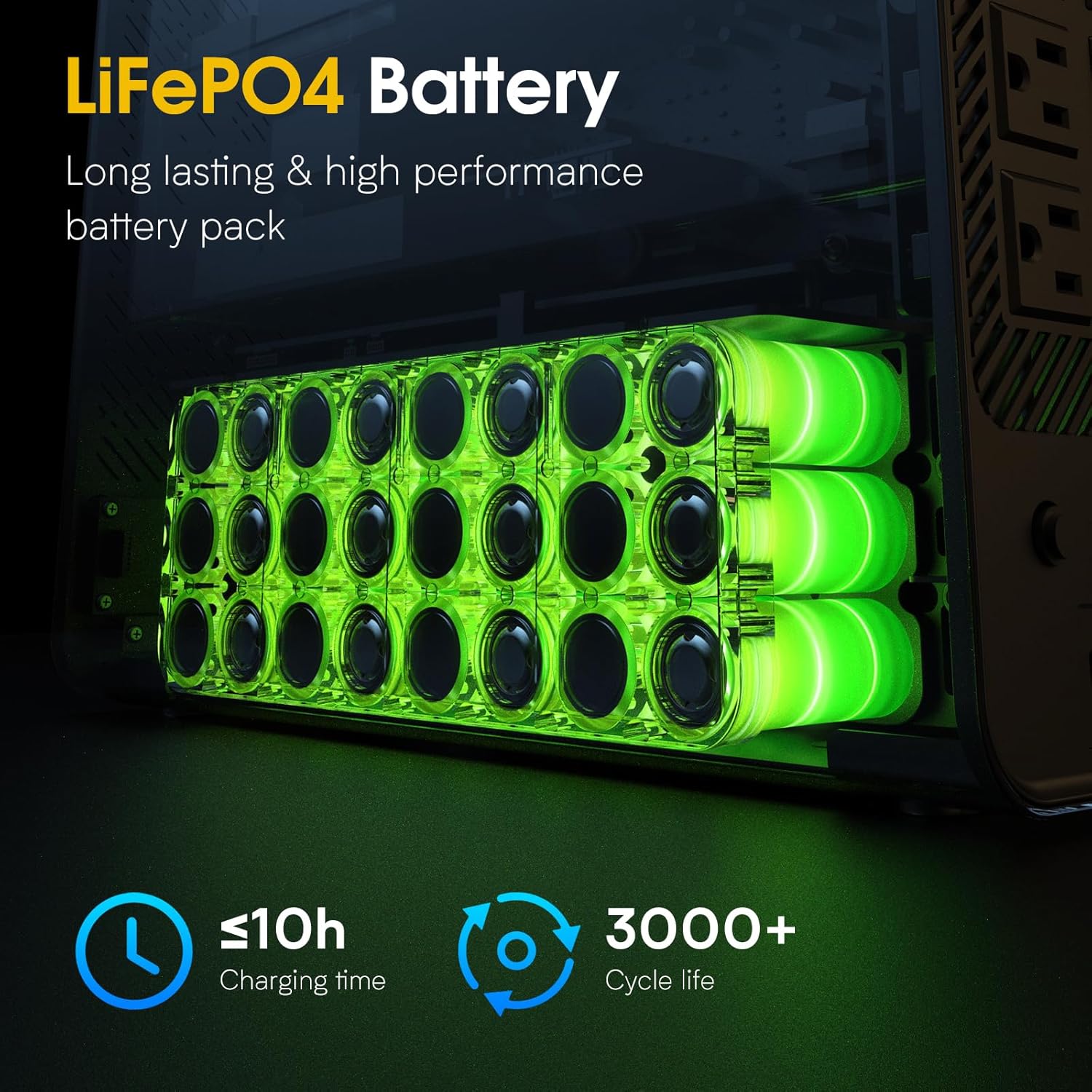 1000VA/800W LiFePO4 UPS 8-Outlet - Goldenmate Battery