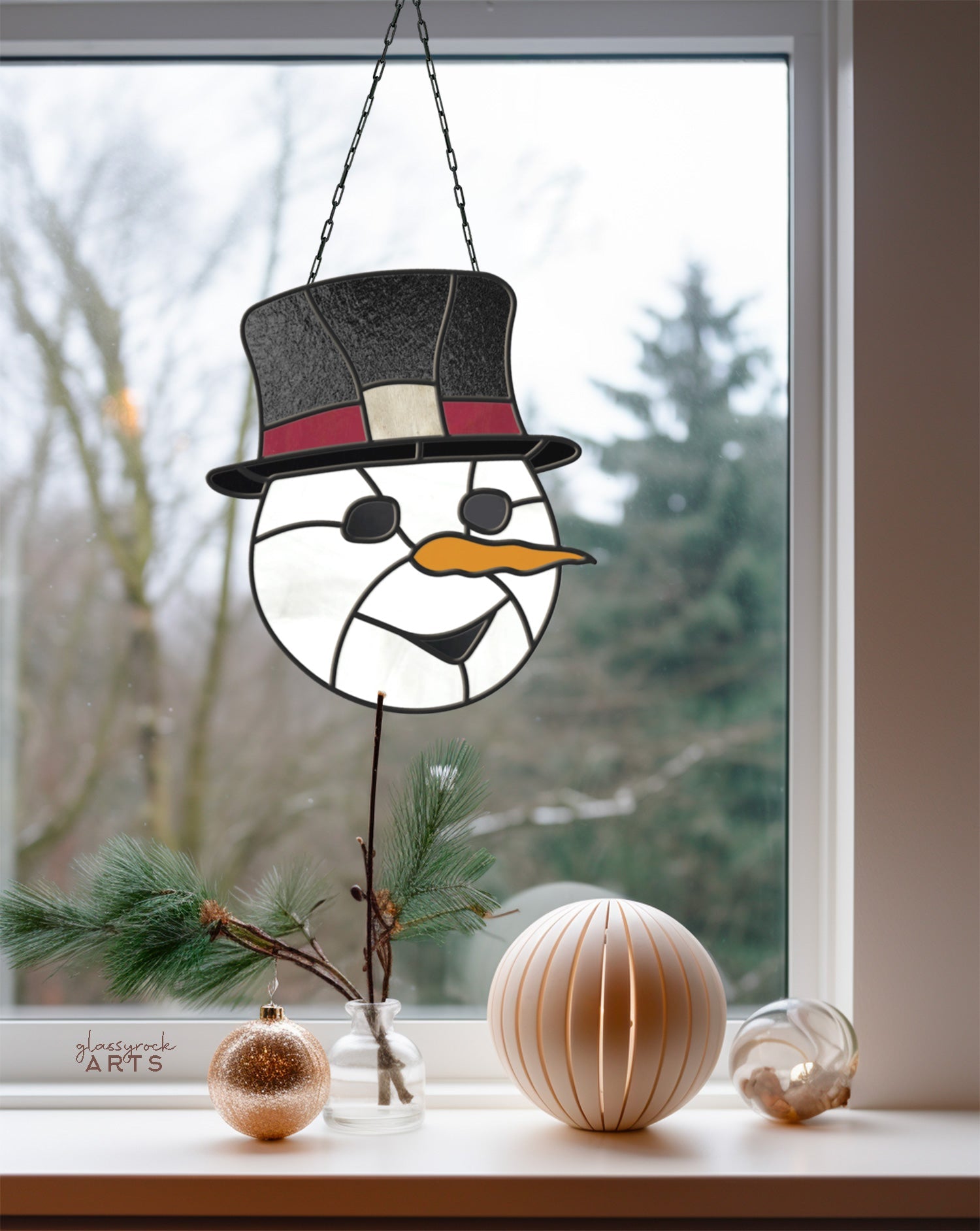 Snowman Stained Glass Pattern - GlassyRock Arts