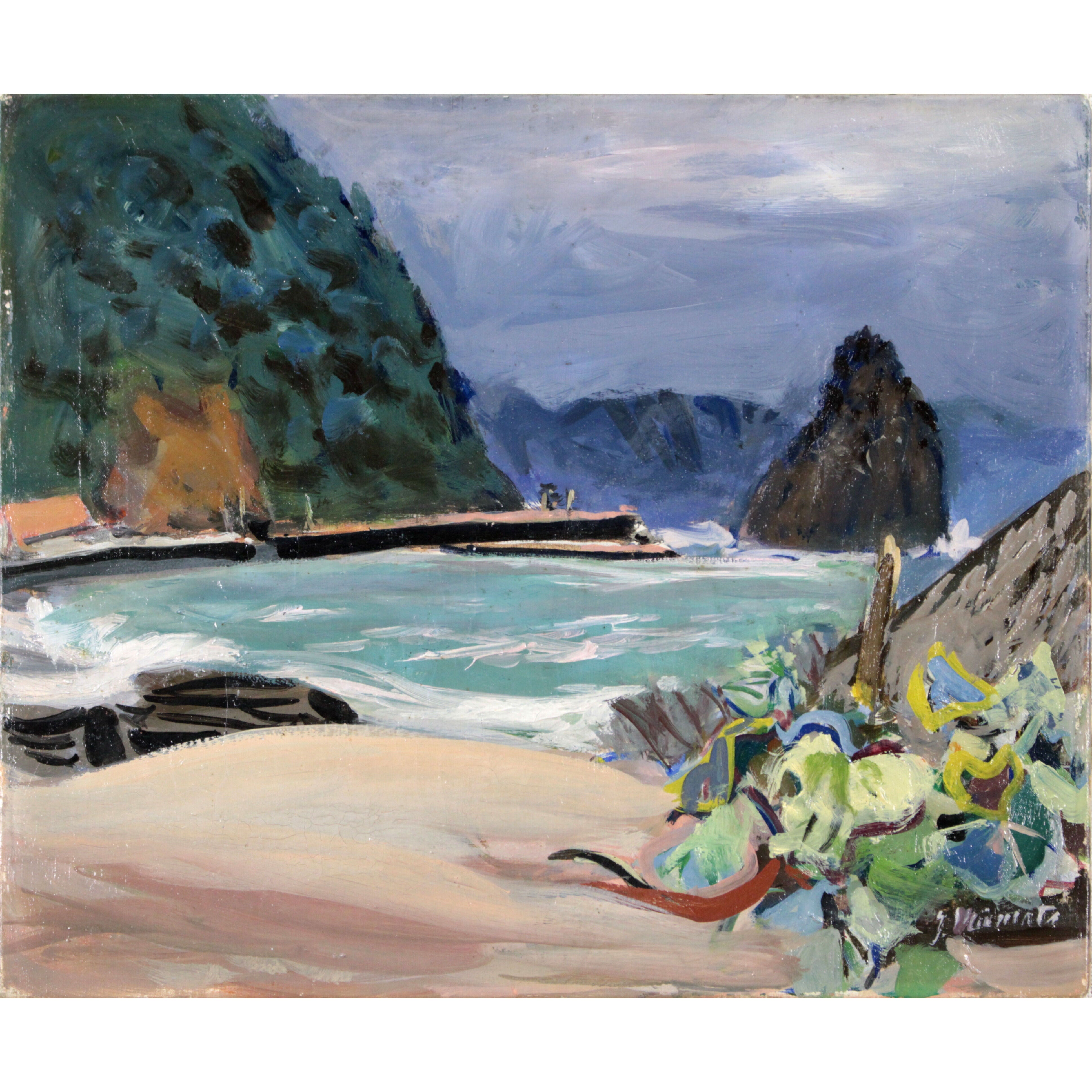 田辺三重松 『風景』 油彩画 - 北海道画廊