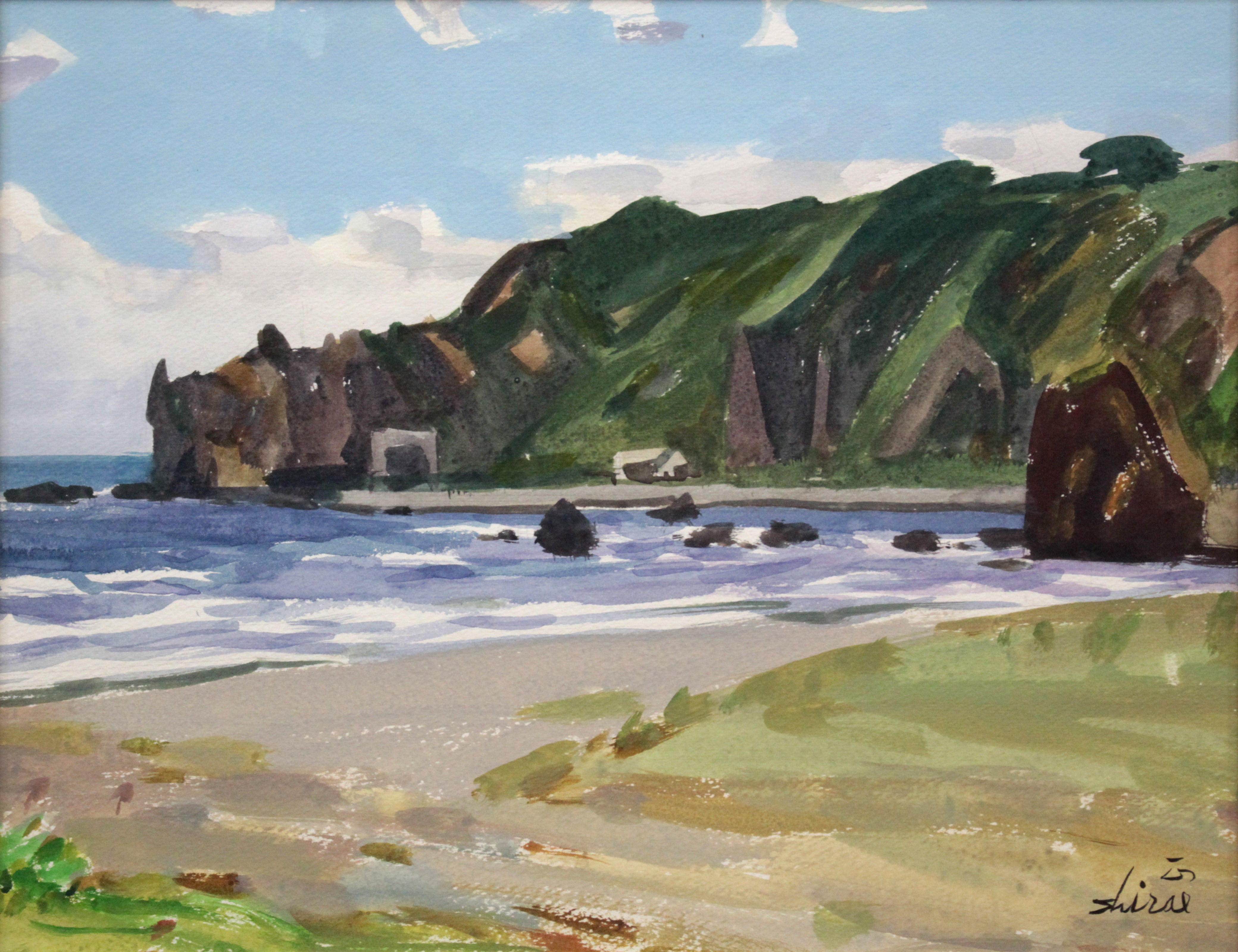 白江正夫 『積丹海岸（野塚）』 水彩画 - 北海道画廊