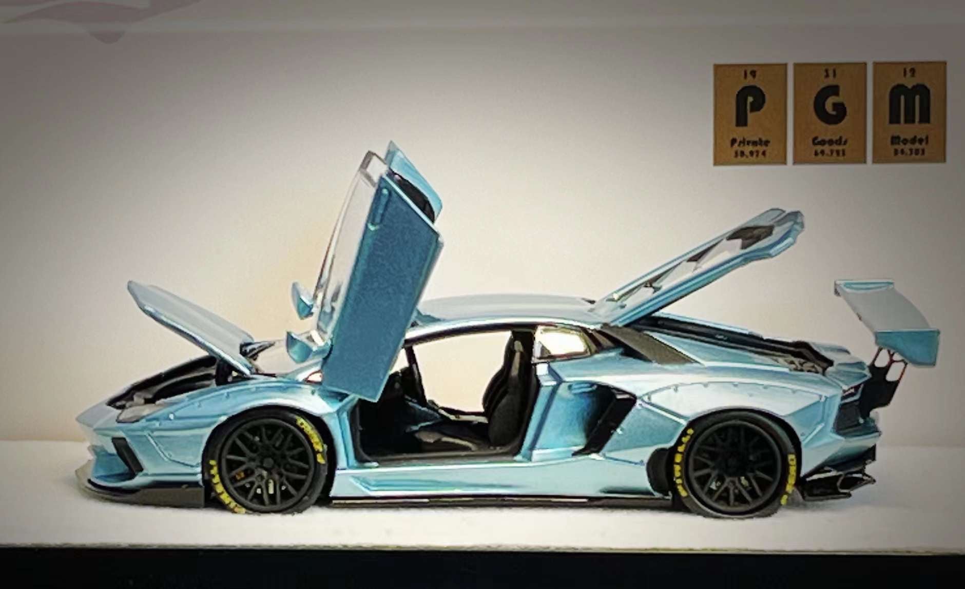 PGM 1:64 LBWK Lamborghini Aventador LP700-4 Ice Blue PGM-640411