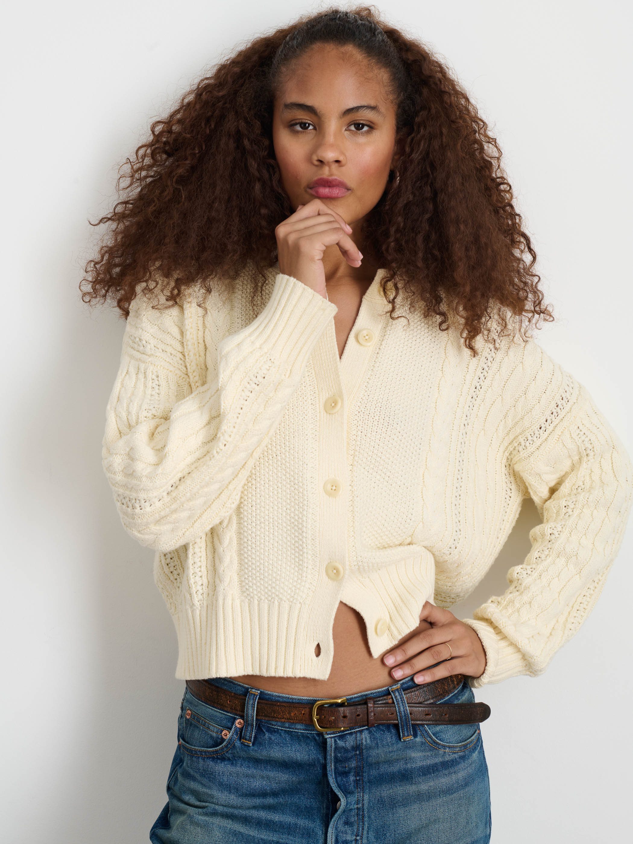 Alex Mill Women's Cable Knit Nico Chunky Cardigan - Ivory | All