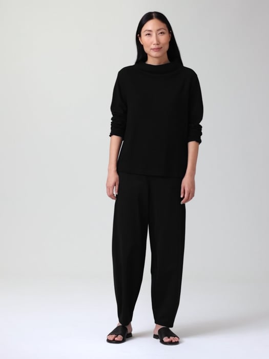 Organic Cotton Jacquard Funnel Neck Top | EILEEN FISHER