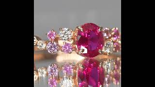ルビー ピンクサファイア ダイヤモンドリング R 0.52ct PS 0.12ct D