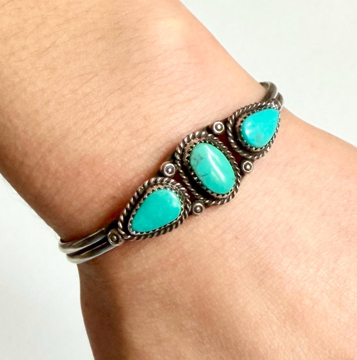 Vintage Navajo Turquoise Cuff Bracelet 60s 70s Native American
