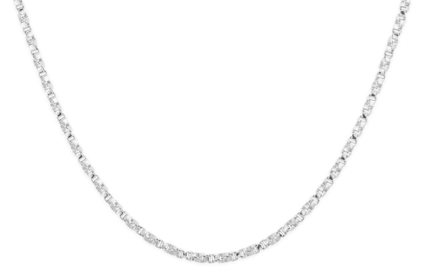 スターリングシルバー 0.82 mm ツイストボックスネックレス 14～18