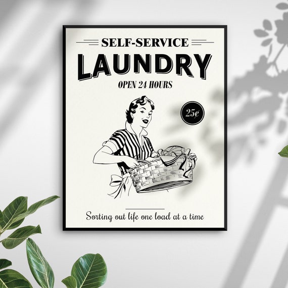 Retro Laundry Poster - Farmhouse Style - Printable Wall Art