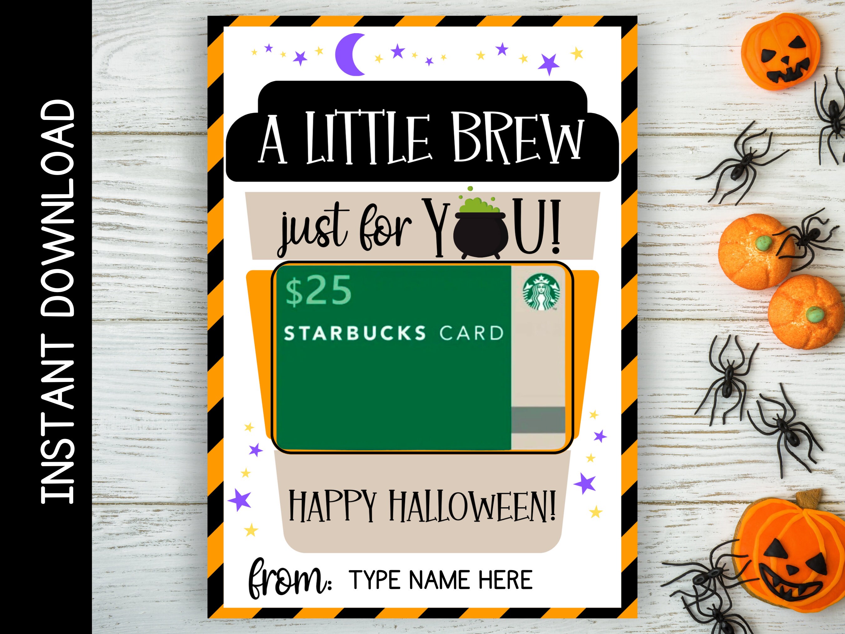 Halloween Coffee Gift Card Holder: Teacher Brew Printable