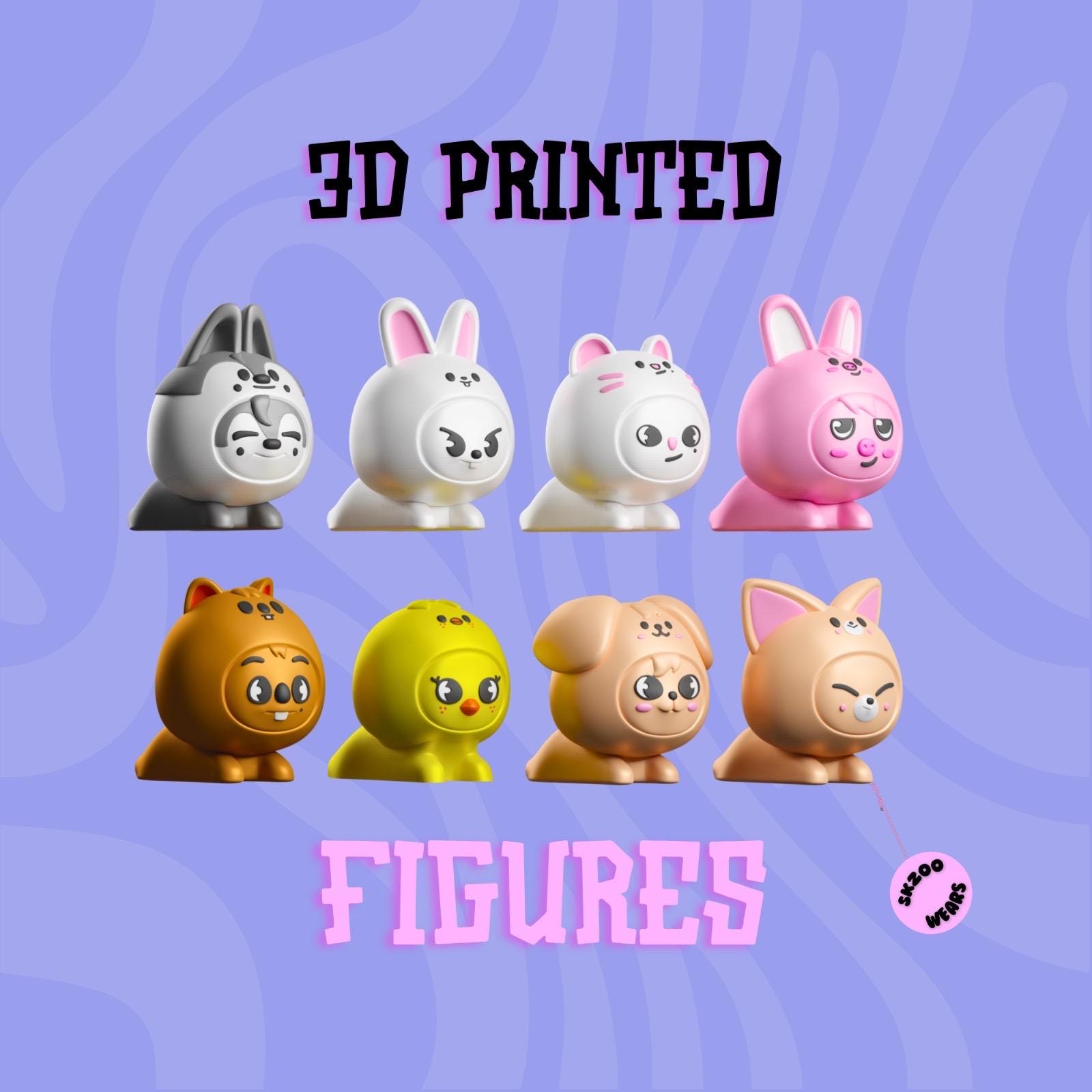 Skzoo 3Dフィギュア、OT8、Skzooコレクタブル、Stray Kidsギフト、SKZ