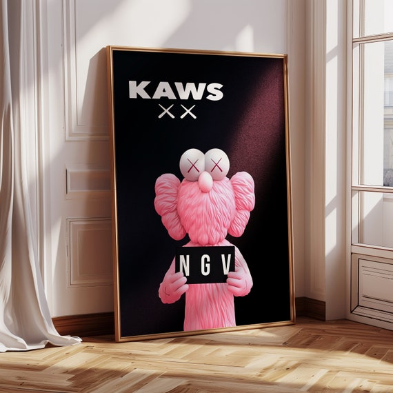 Pink KAWS Figure Printable Wall Art, Set of 3 Prints, Hypebeast