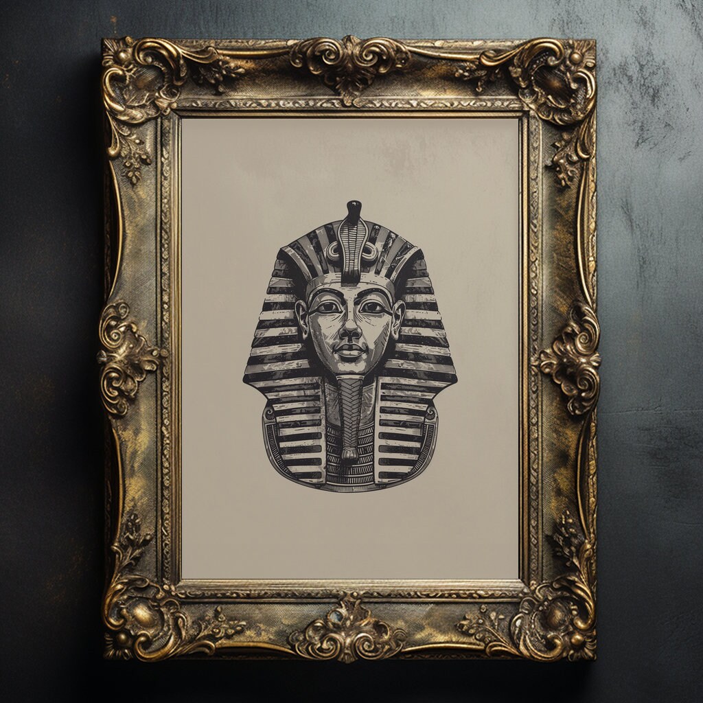 エジプトのファラオのマスク 壁アート 印刷可能 ヴィンテージ エジプト