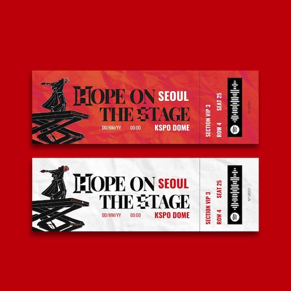 HOPE on the STAGE Concert Ticket | Editable and Printable J-hope