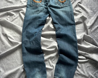 VINTAGE 2000s Y2K TRUE RELIGION Low Rise Waist Britney Blue Denim