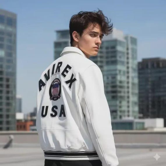 美品】AVIREX GATV-5005 flight jacket White Men Avirex White Bomber
