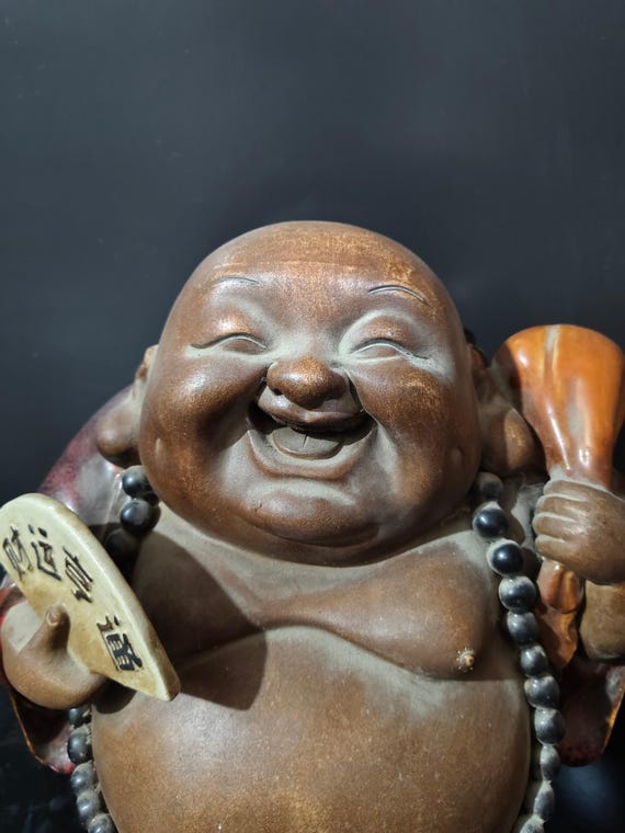 骨董品 石湾笑い仏像：中国陶器の扇付きブダイ - Etsy 日本