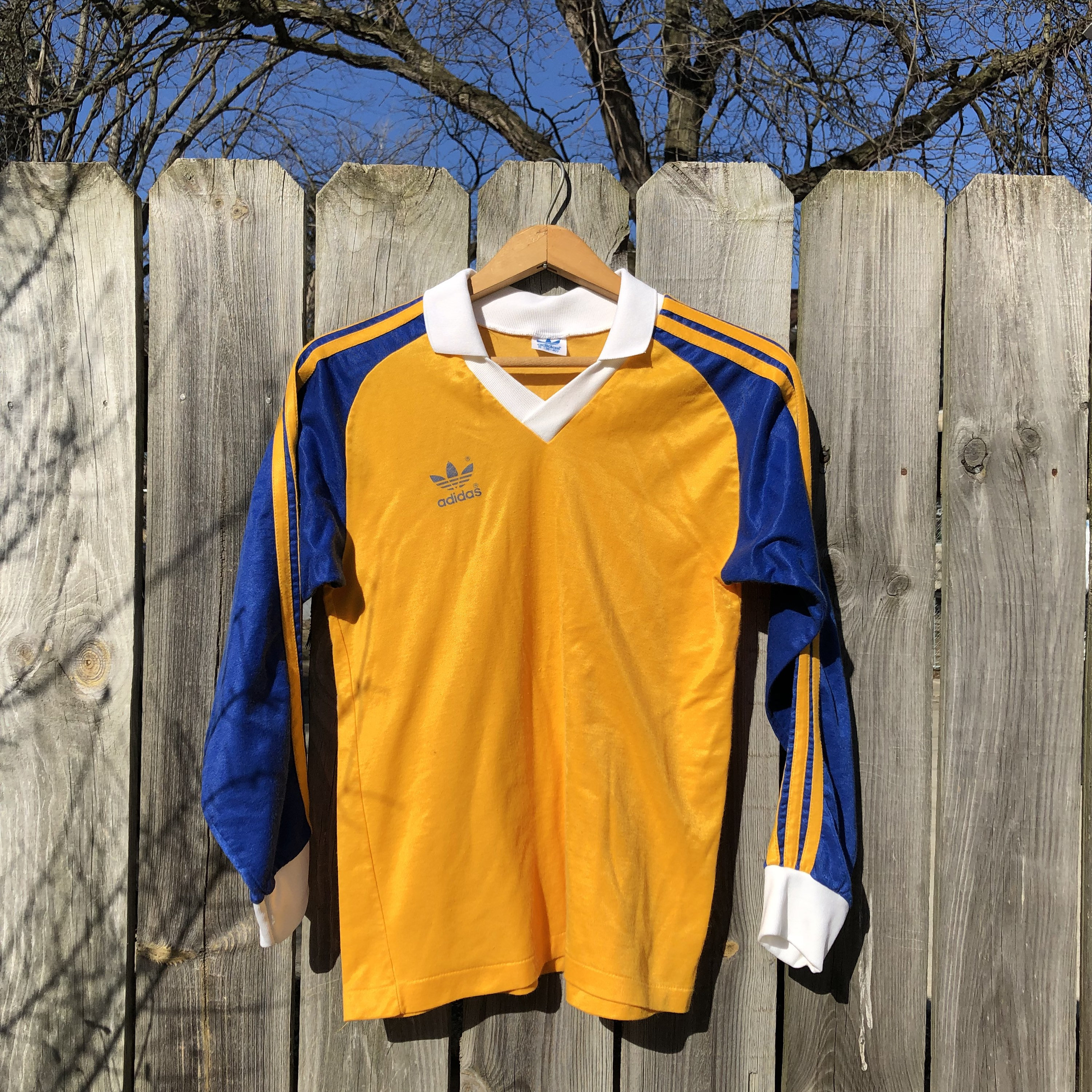 1980s Vintage Adidas Soccer Jersey, Long Sleeve Collared, Size M