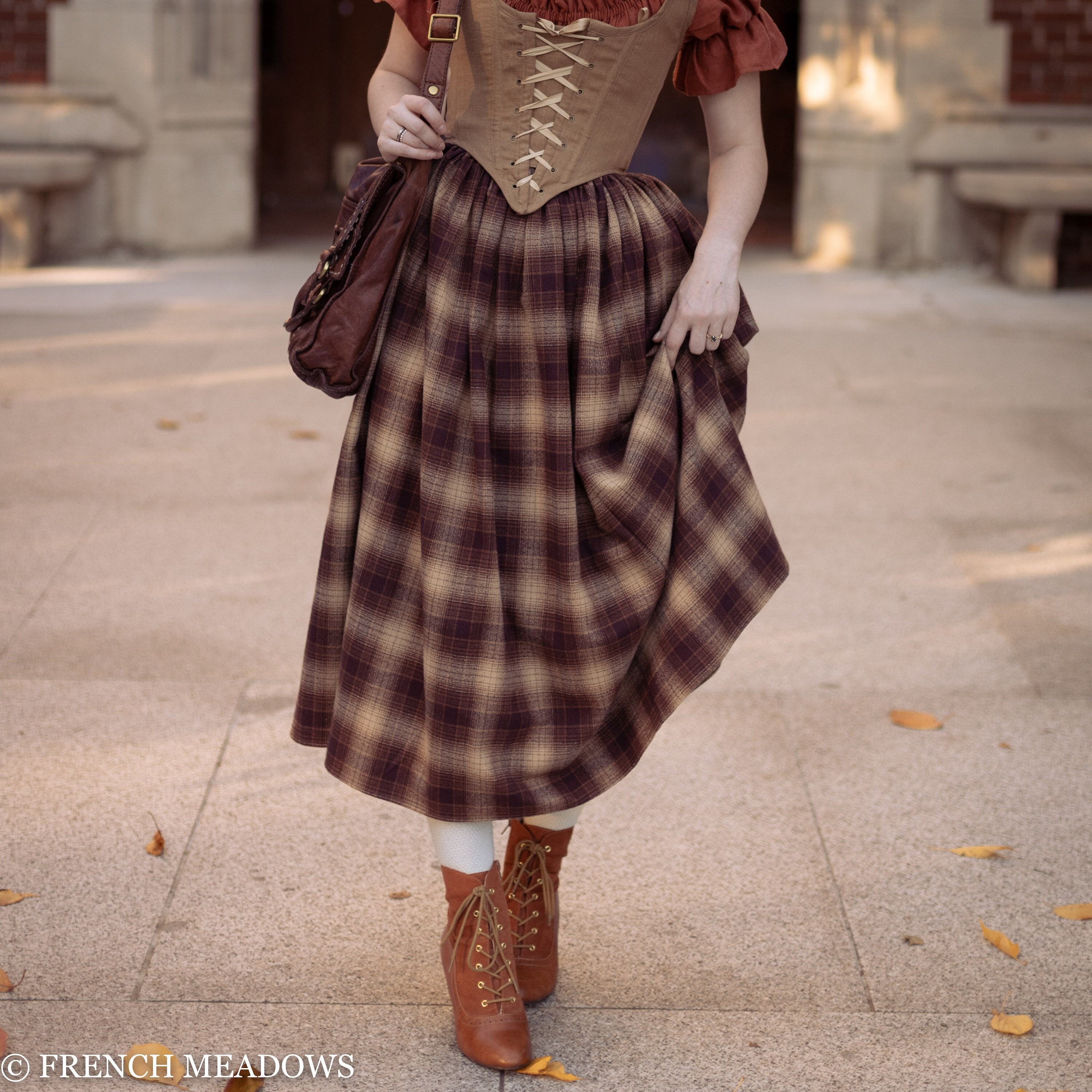 Plaid Flannel Maxi Skirt: Dark Brown Tartan Renaissance Costume - Etsy