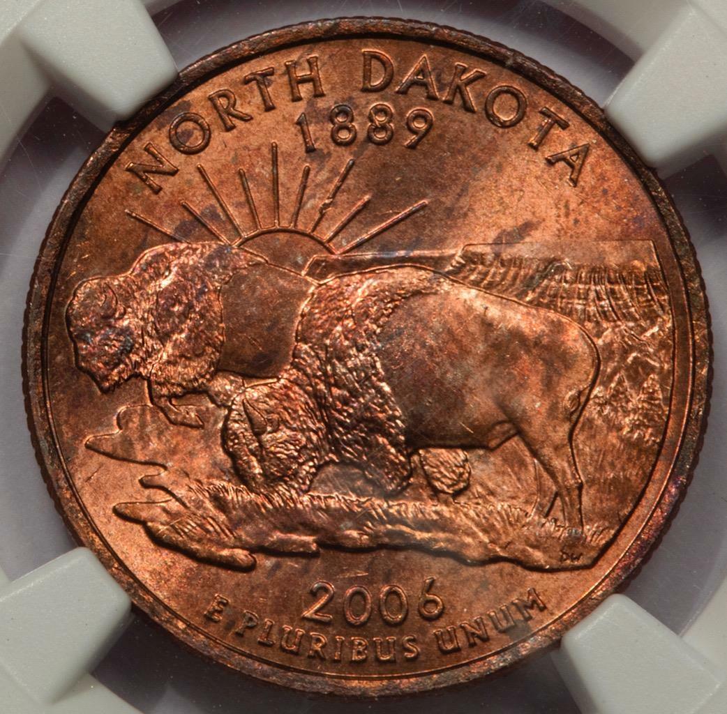 2006 NGC MS64 Missing Clad Layer North Dakota Quarter Mint Error