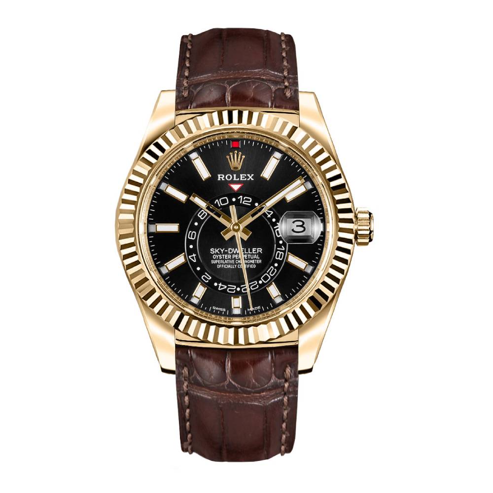 Rolex Sky-Dweller 326138-0008 | Black Dial Yellow Gold Case