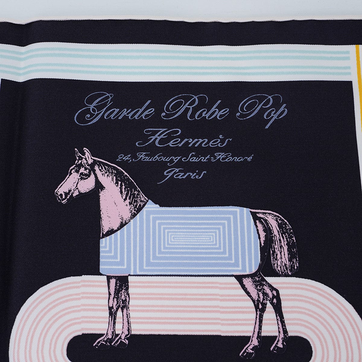 Hermes Silk Scarf 45 Garde Robe Pop Noir and Rose | Mightychic