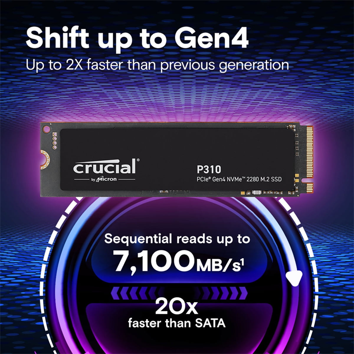 Crucial P310 M.2 2280 1TB PCI-Express 4.0 x4 NVMe 3D NAND Internal