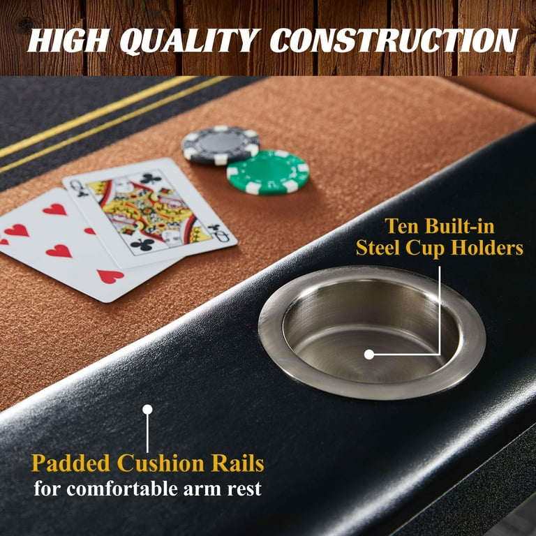 Barrington 10 Player Folding Poker Table with Steel Cup Holders