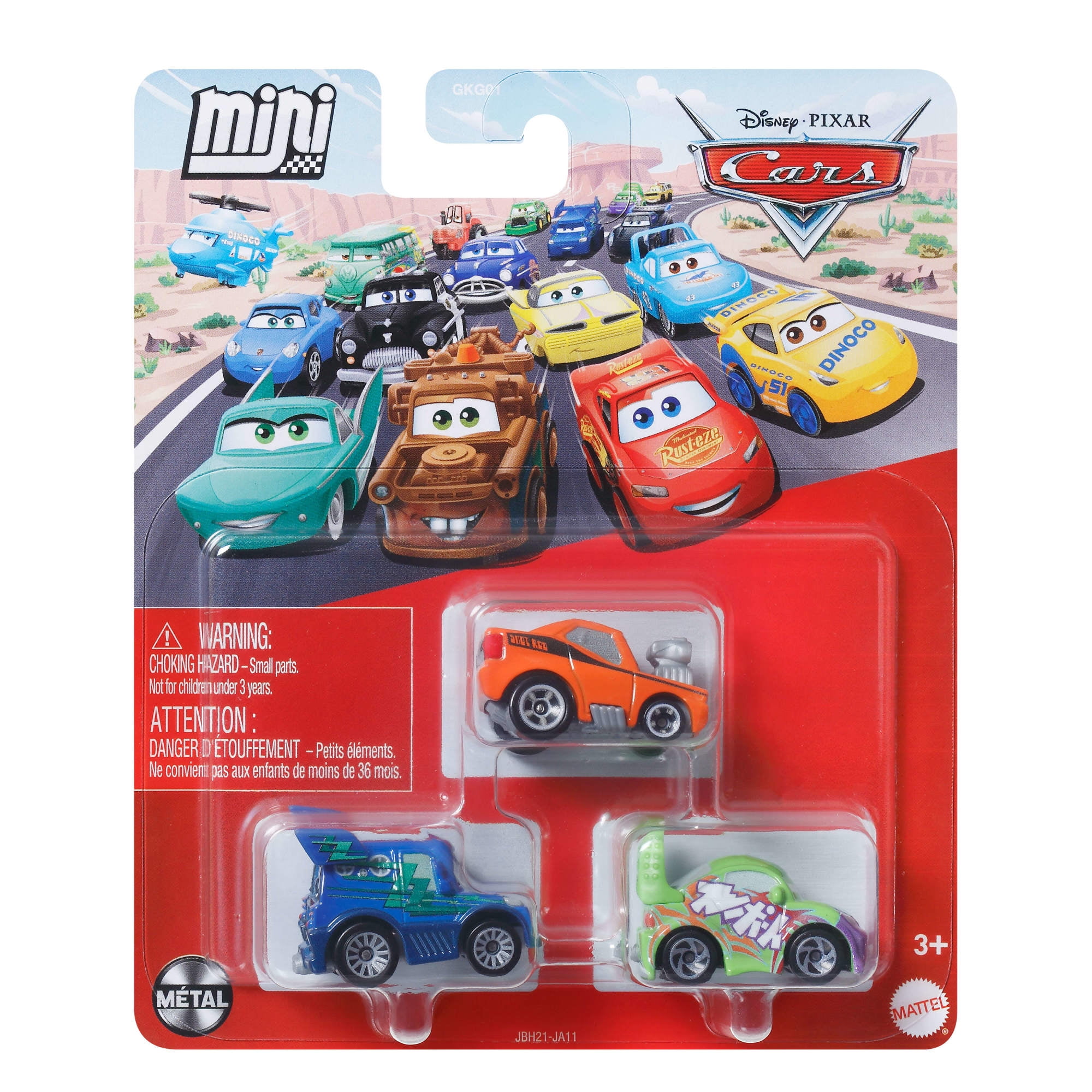 Disney and Pixar Cars Mini Racers 3-Pack, Set of 3 Toy Vehicles