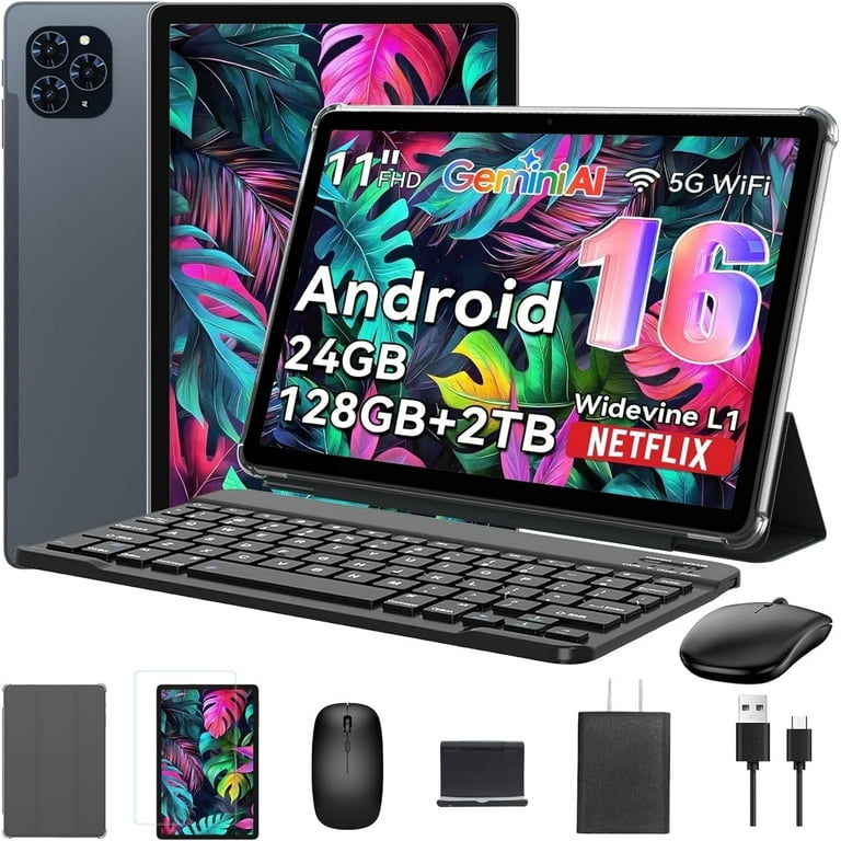 Android Tablet, 11 inch Android 16 Tablet, 8000mAh, 24GB RAM 128GB
