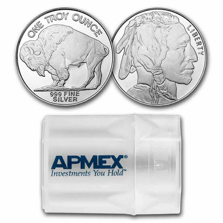 1 oz Silver Buffalo Round, .999 Fine Silver, Tube of 20, Native