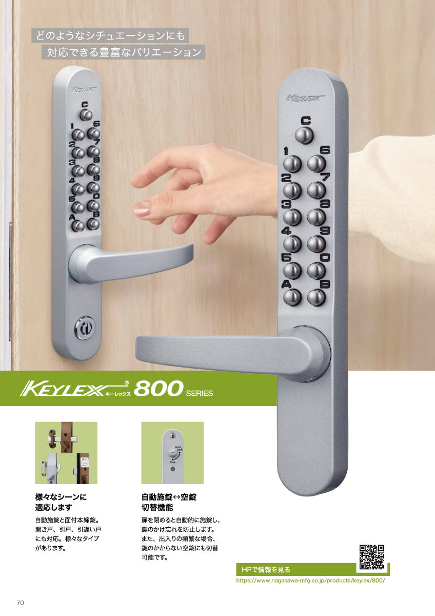 22804｜キーレックス ロックターン・面付本締錠（ノブ）｜長沢製作所