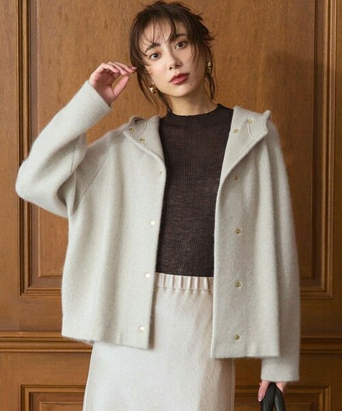 VERY掲載】ラクーンブレンドダブルフェイス ニット フーディー