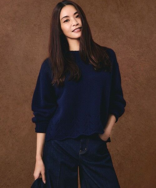 セール】 【滝沢眞規子さん着用/洗える】レーシーヘムデザイン