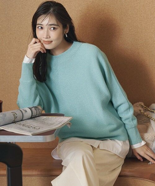 セール】 【洗える】ウールカシミヤラメ ドルマンスリーブ ニット