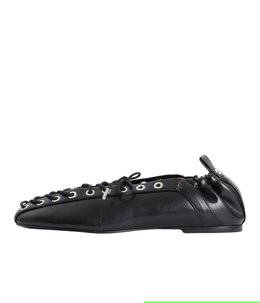 レディース】Eyelets Lace Up Ballerina Crinkle Oleatex | GANNI