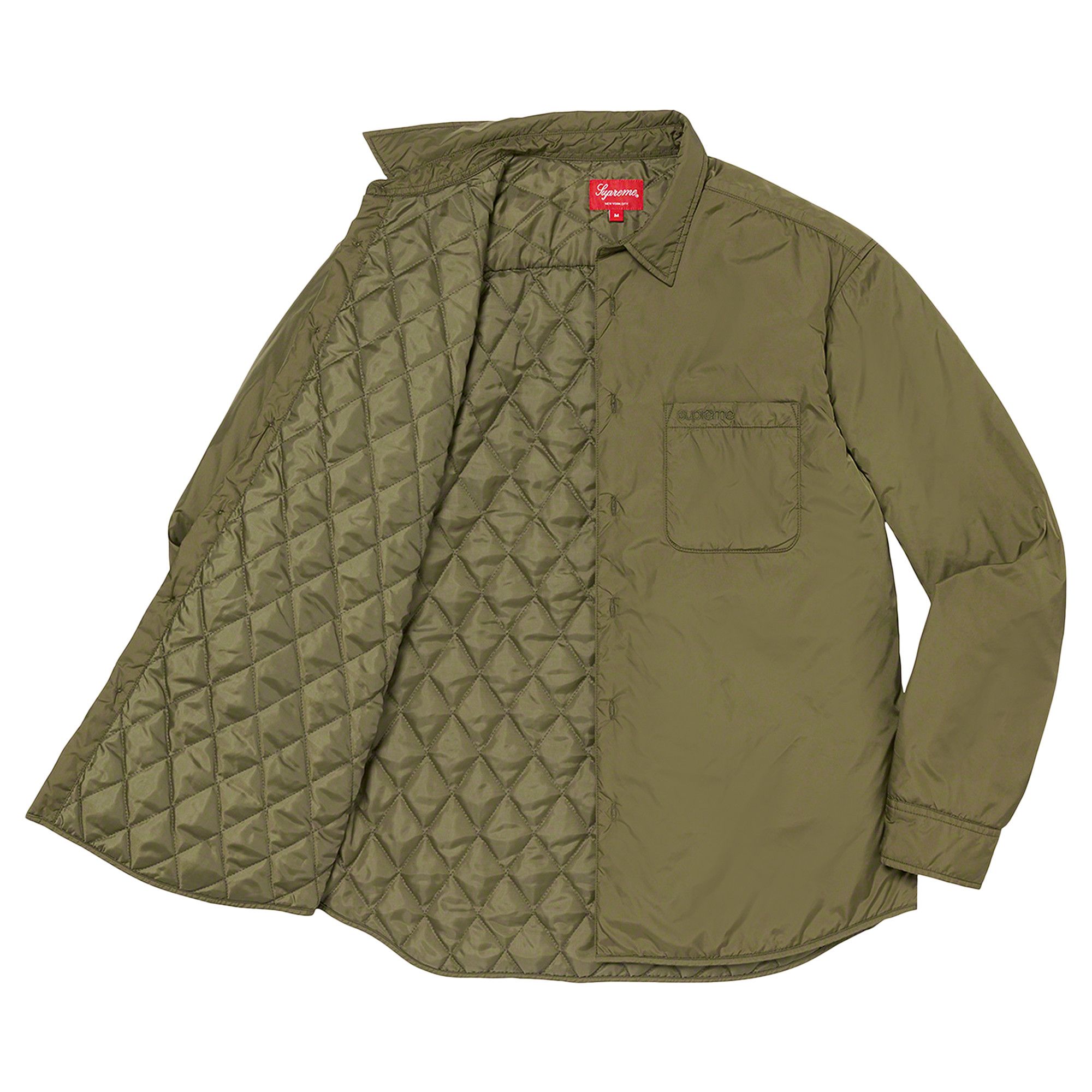 Supreme Nylon Filled Shirt Olive オリーブ M