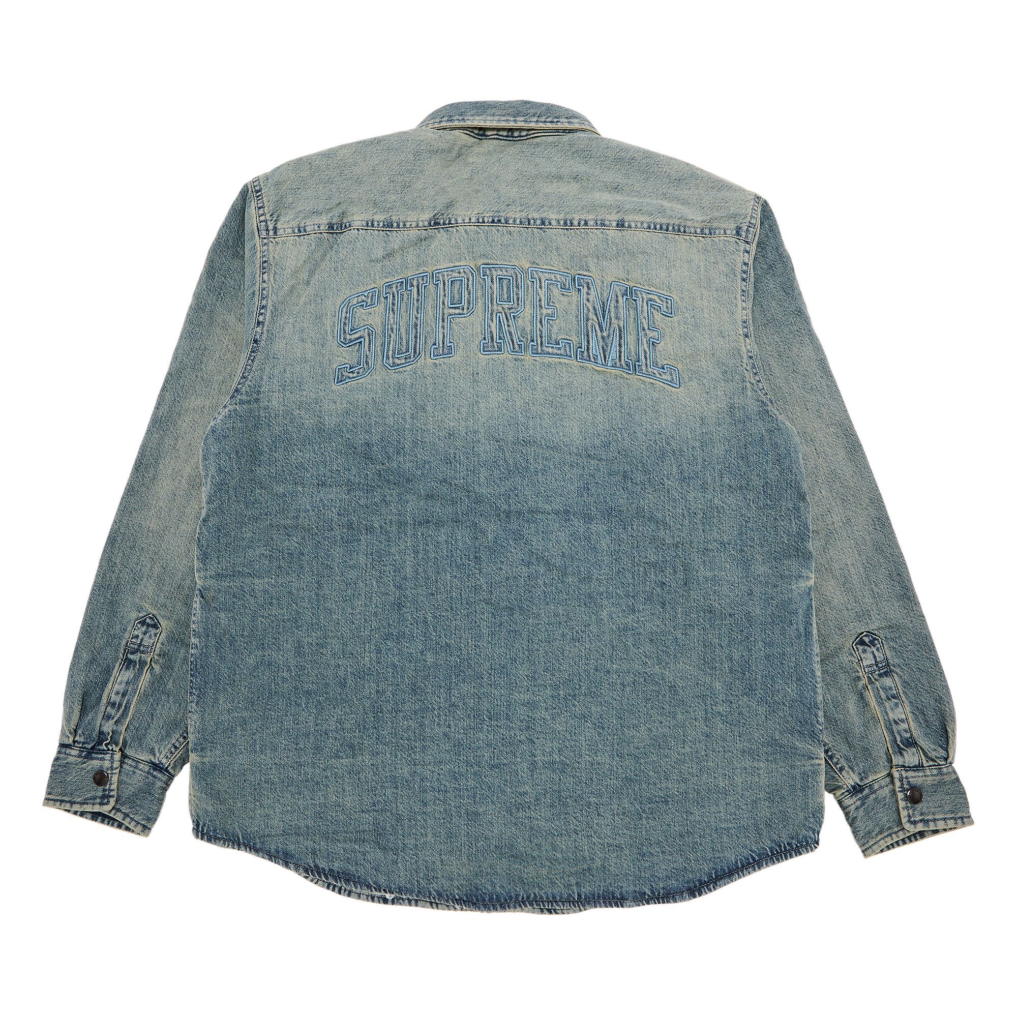 Buy Supreme Faux Shearling Lined Work Shirt 'Washed Indigo Denim