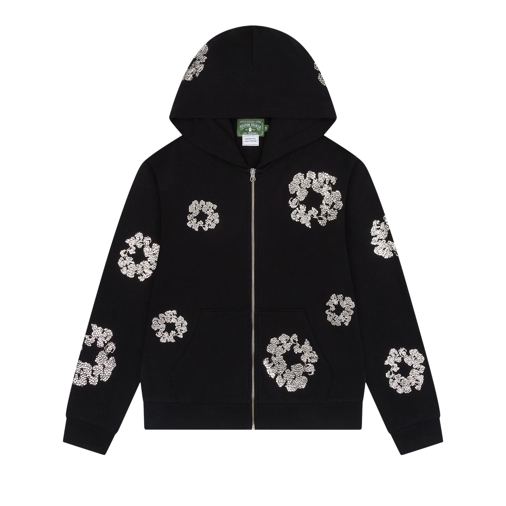 Buy Denim Tears Cashmere Swarovski Cotton Wreath Zip Hoodie 'Black