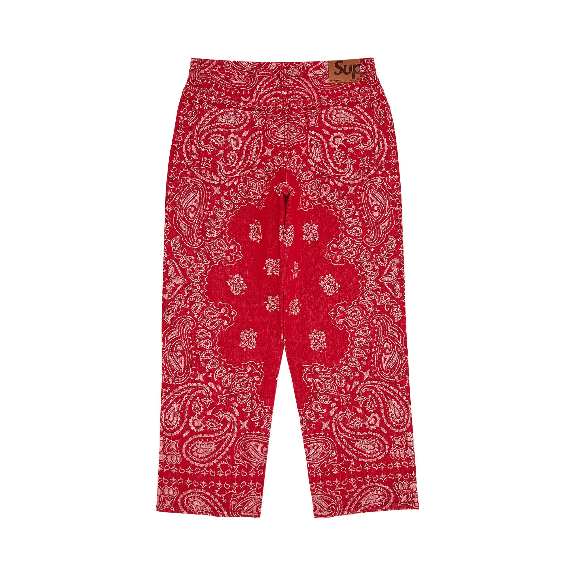 Buy Supreme Bandana Jacquard Baggy Jean 'Red' - SS25P12 RED | GOAT