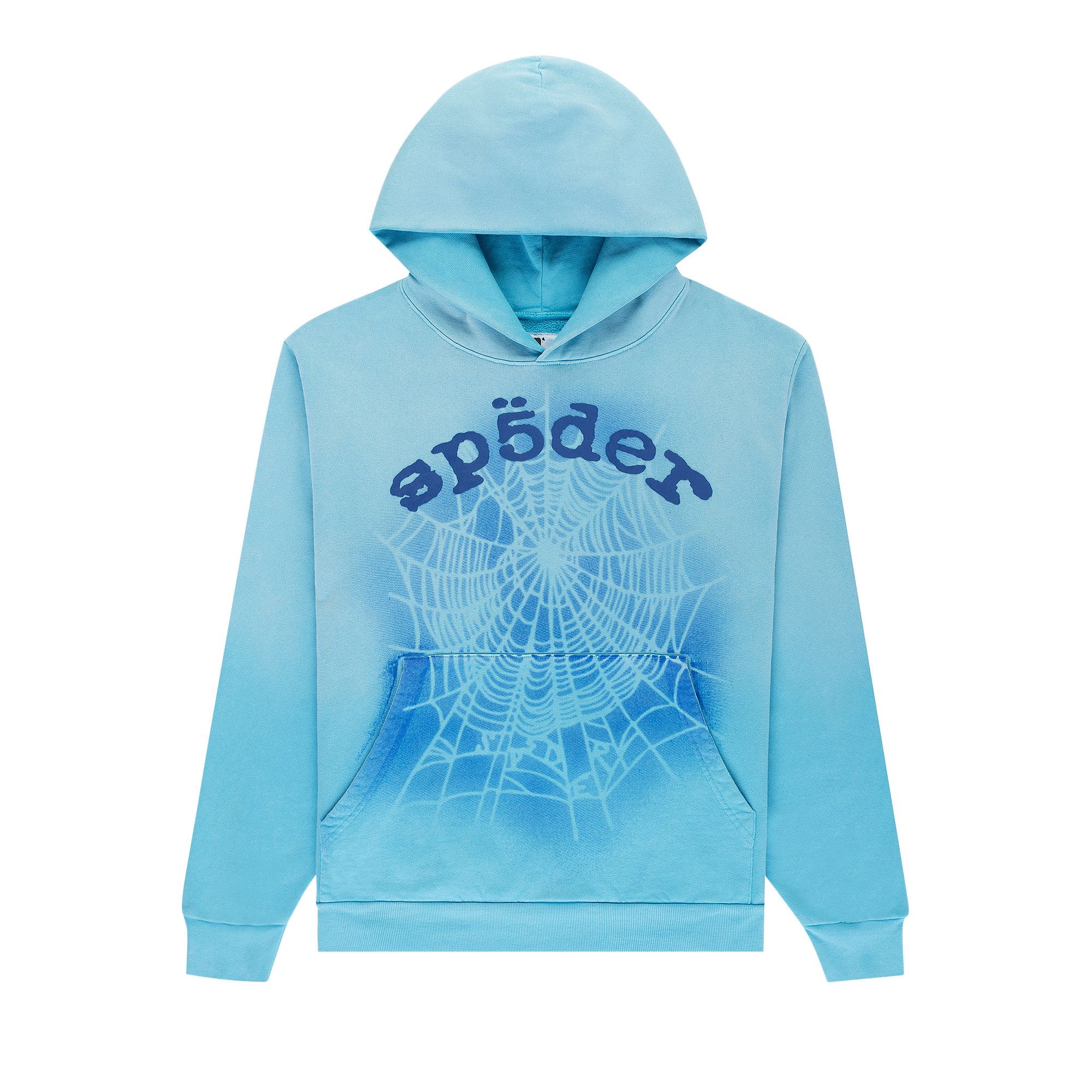 Buy Sp5der OG Web V2 Spray Hoodie 'Light Blue' - ST011SS25LBL