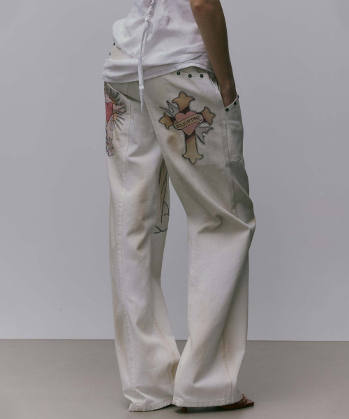 스컬프터(SCULPTOR) [Sculptor X Ed Hardy] Cracked Angel Denim Ivory