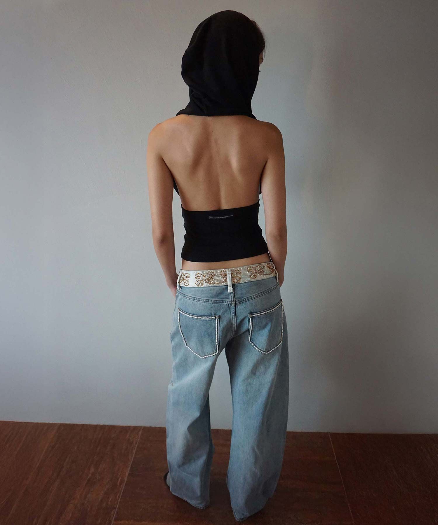 MUSINSA公式 | SCULPTOR Beaded Waist Denim Pants Mid Blue