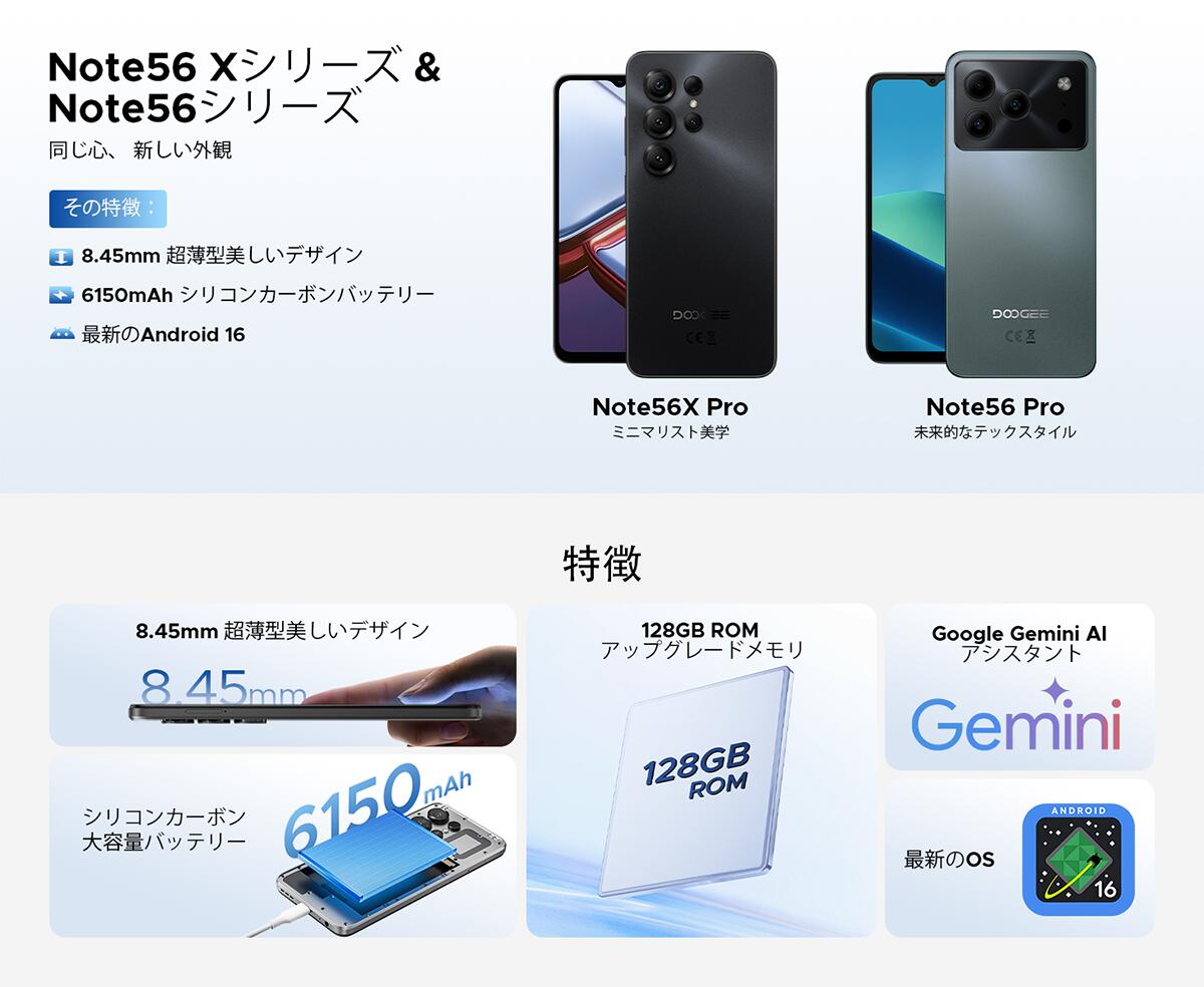 楽天市場】【SS限定26%値引き】Android16 スマホ DOOGEE NOTE56XPRO AI