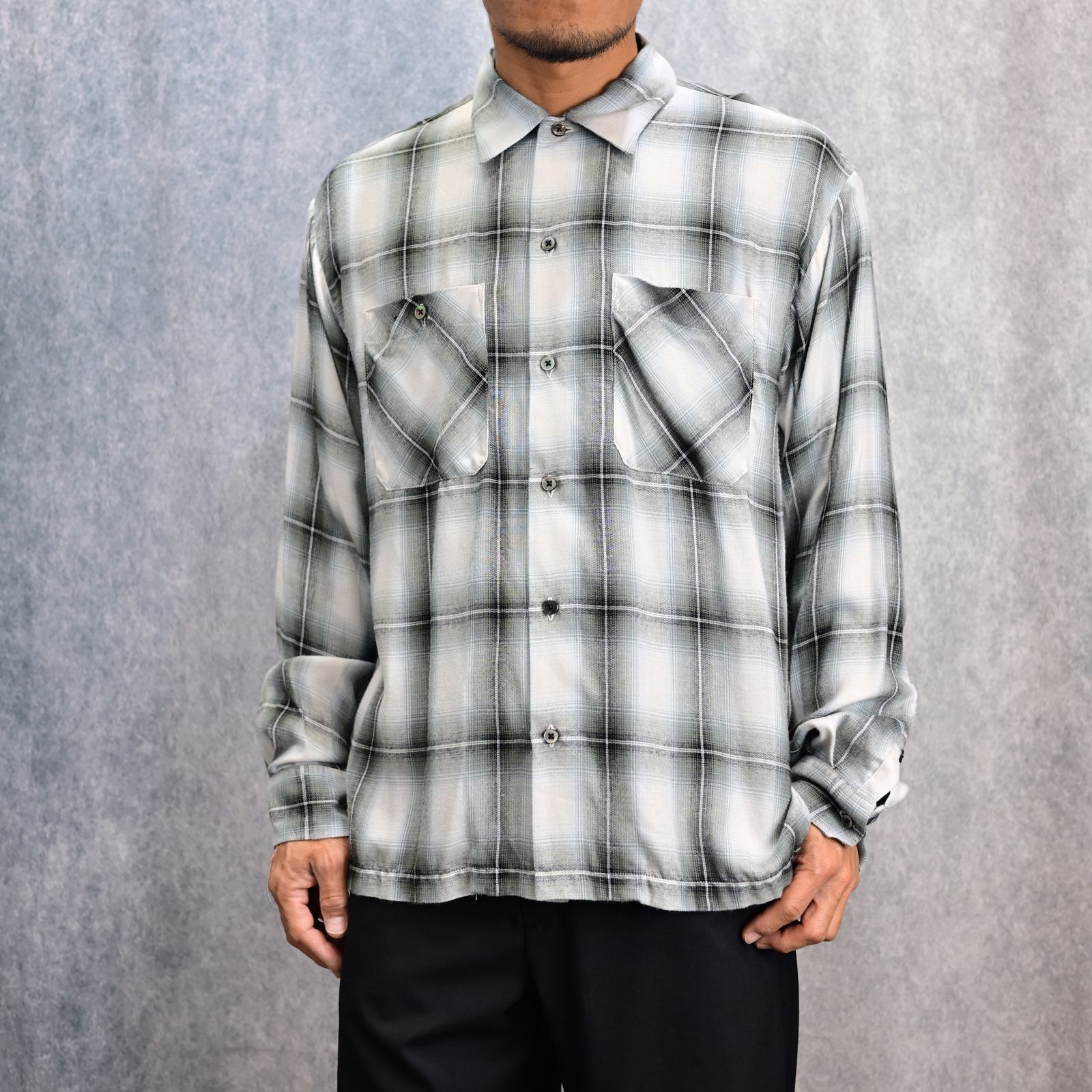 MINEDENIM - R.Ombre Open Collar SH (BLT) / レーヨンオンブレ