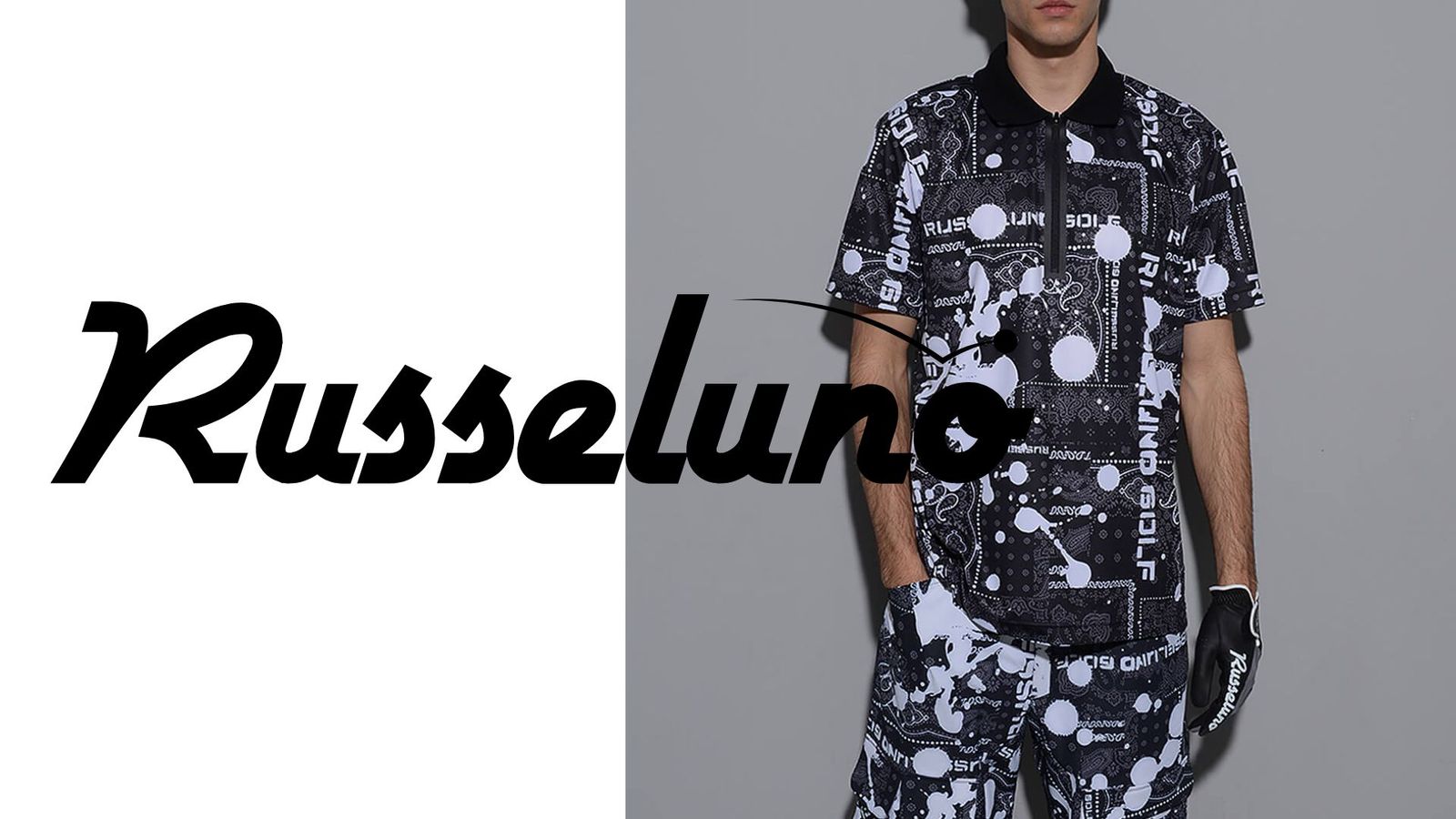 RUSSELUNO】 BANDANA柄 ZIP UP POLO SHIRT | GOSSIP GOLF